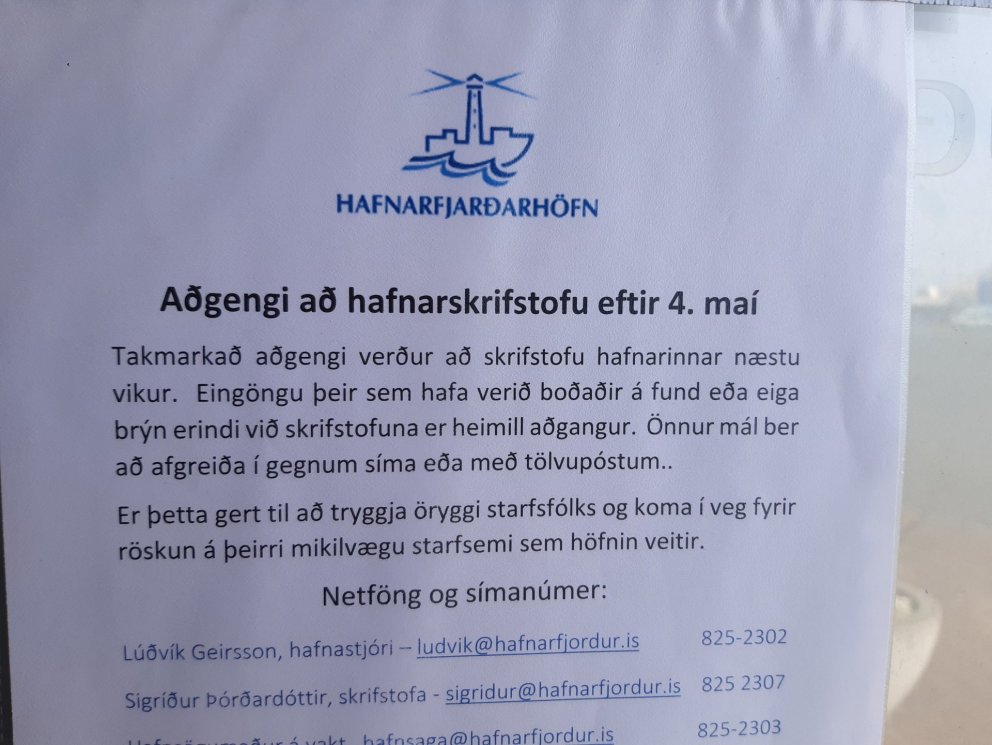 Aðgengi að hafnarskrifstofu og vigt frá 4. maí
