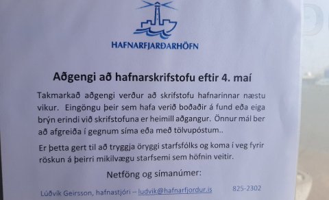 Aðgengi að hafnarskrifstofu og vigt frá 4. maí